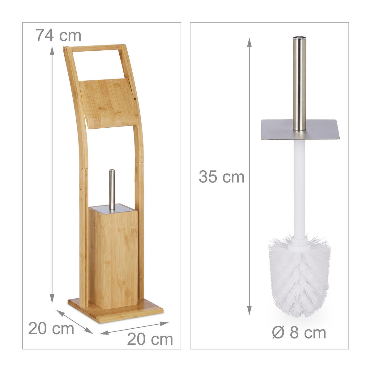 WC-GARNITUR - Hellbraun, Holz/Kunststoff (20/74/20cm) - Relaxdays