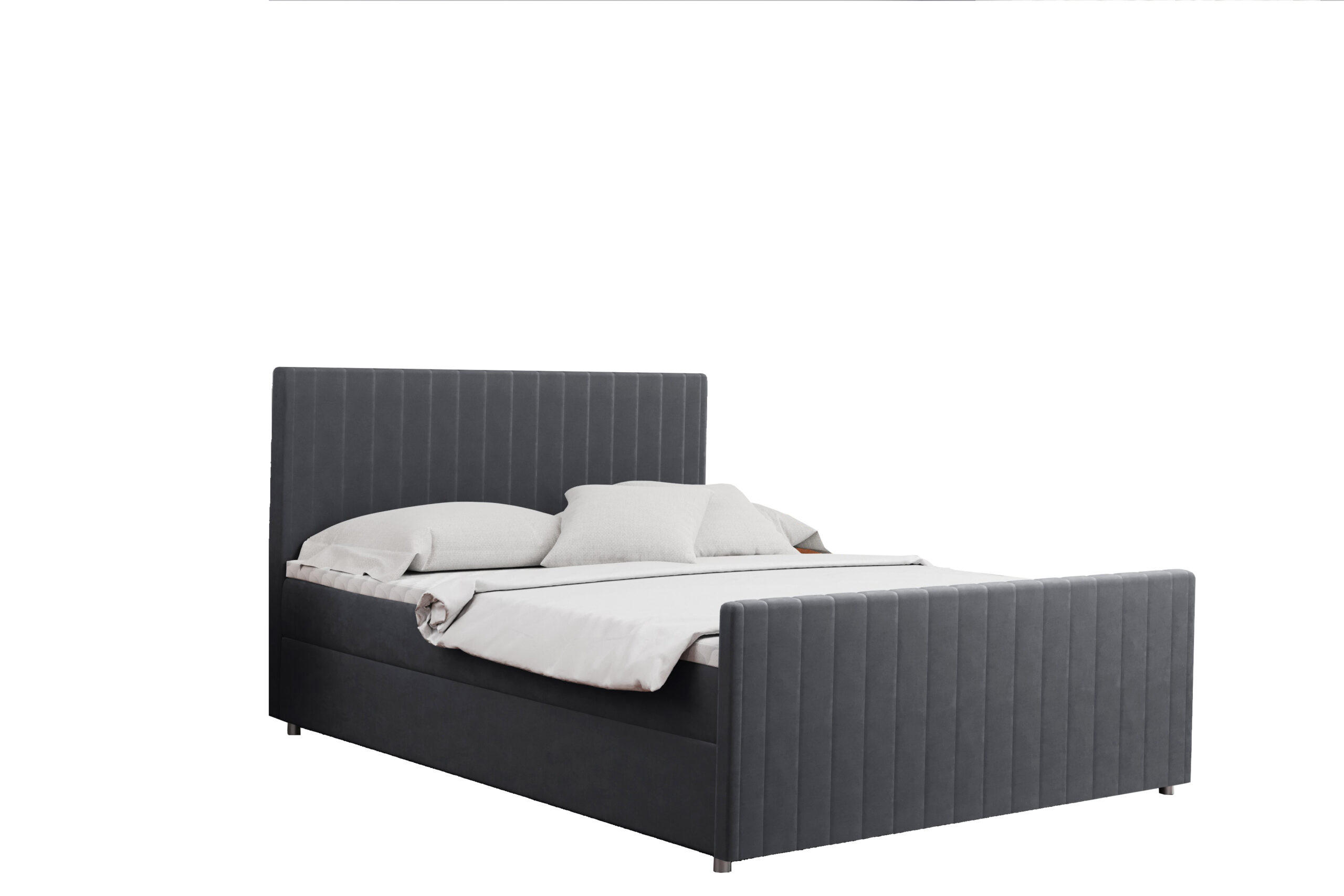 BOXBETT mit Bettkasten Matratze Topper LATINO stoff Velvet 120x200 cm Grau H2-Pocket - Grau, Holz/Holzwerkstoff (120/200cm) - Kaiser Möbel