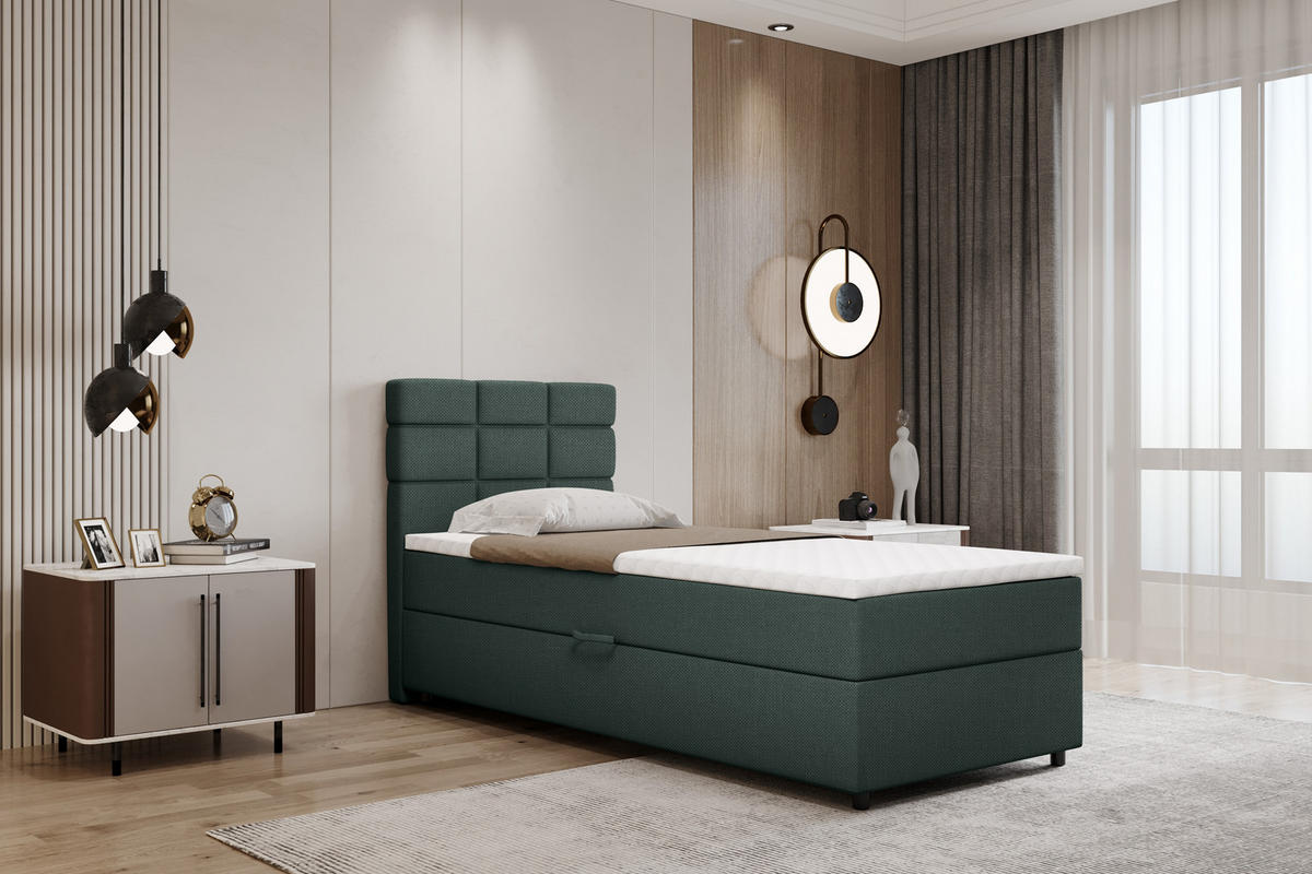 BOXBETT Reve 90 x 200 cm mit Bettkasten und Lattenrost ohne matratze - dunkelgrau - Dunkelgrau, Holz (90/200cm) - Panda Möbel