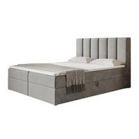BOXBETT TOKIO mit 2 Bettkästen, 120x200, Farbe: Grau, Velourstoff, Doppelbett mit Bonell-Matratze - Grau, Holz/Kunststoff (120/200cm) - Alpi-Möbel