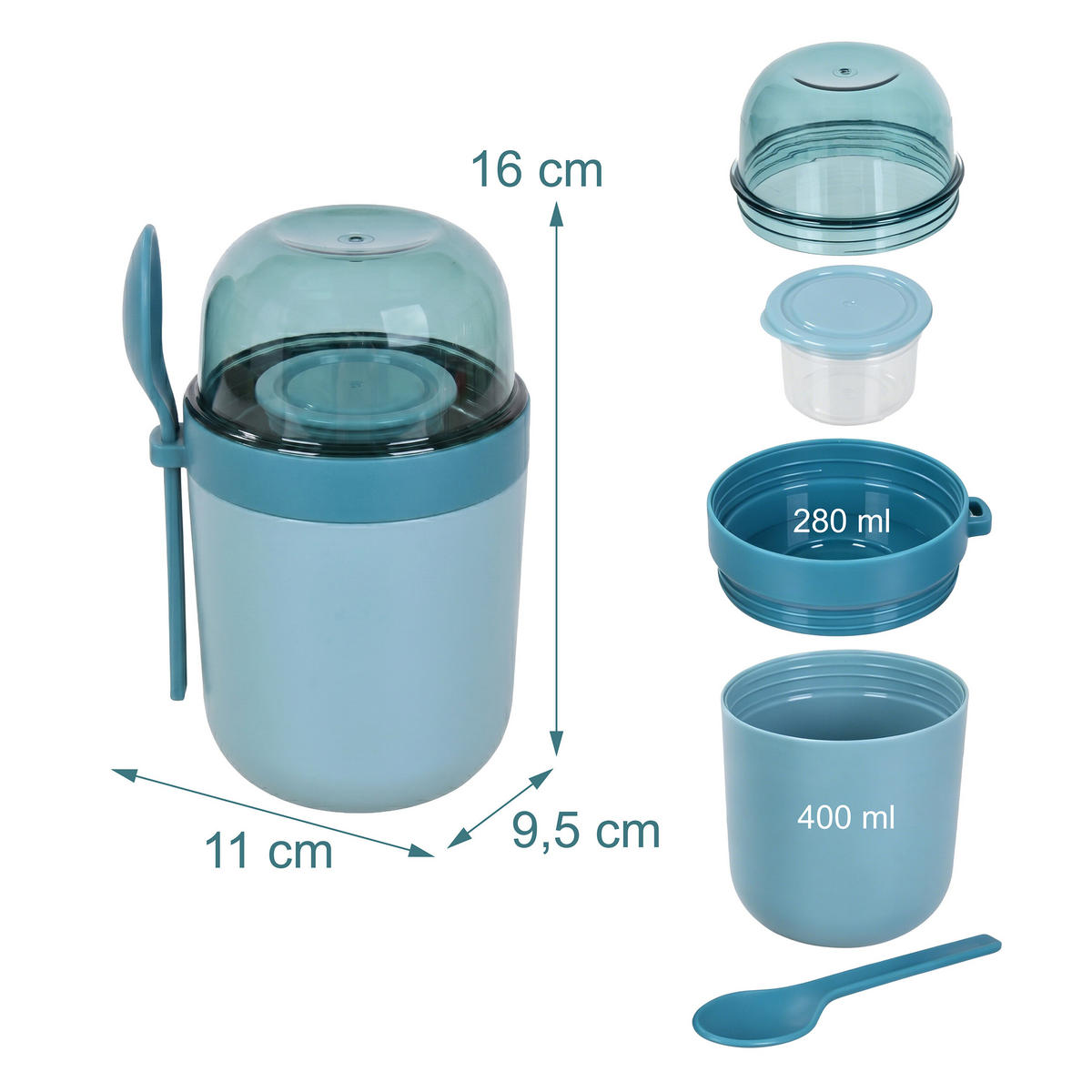 MÜSLIBECHER Blau 4er-Set auslaufsicher - Blau, Kunststoff - Relaxdays