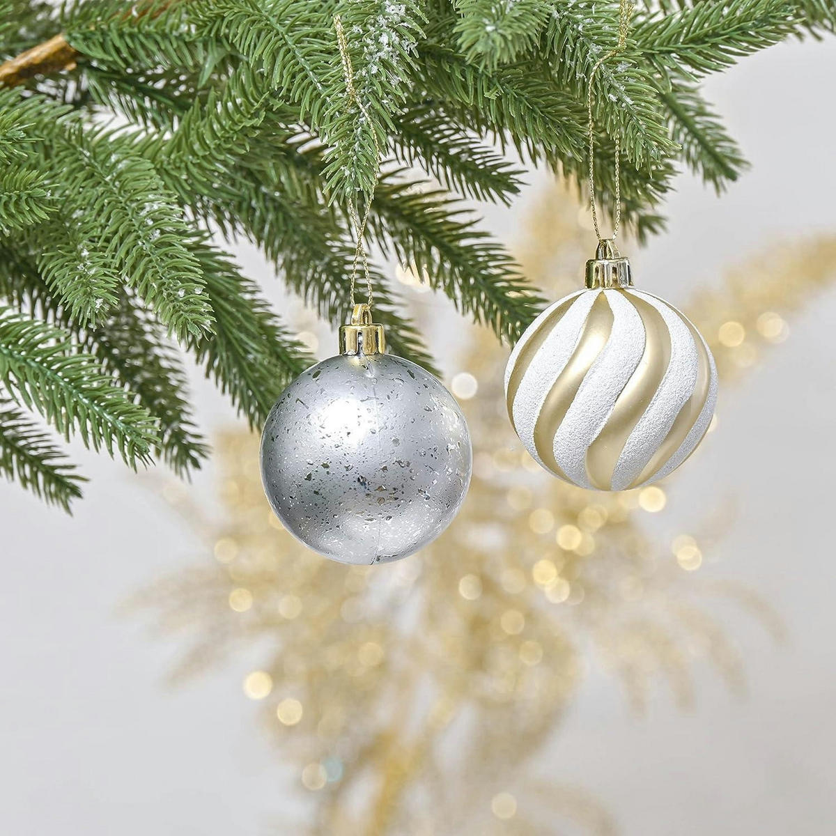 WEIHNACHTSKUGELN 20-teiliges Set 6 cm Kunststoff Gold Weiß - Multicolor, Kunststoff (302/6/242cm)