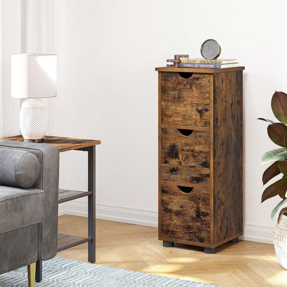 BADEZIMMERSCHRANK KOMMODE - Braun, Holzwerkstoff (30/80/30cm) - Hansiro