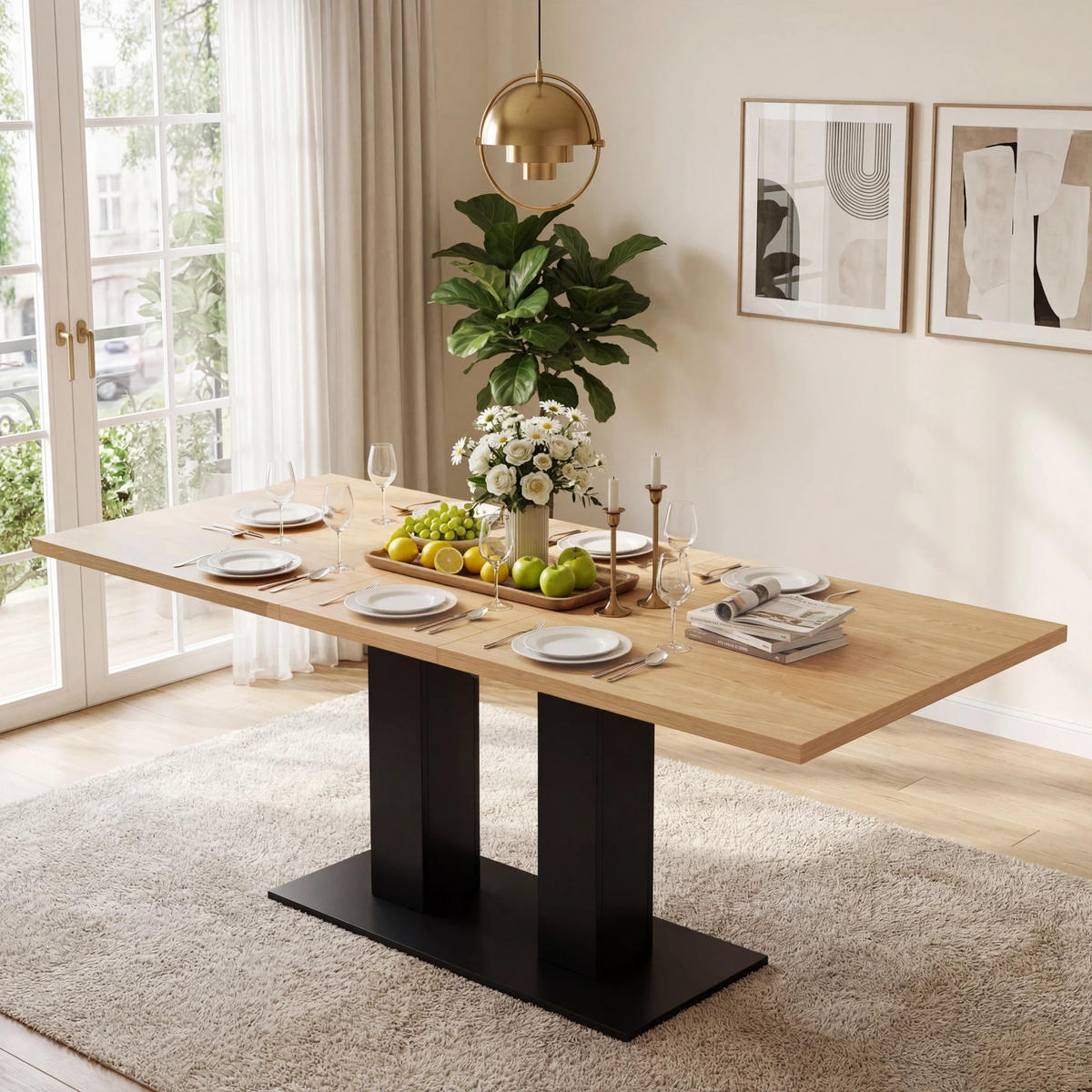 ESSTISCH, 6-8 Personen, Ausziehbar, Naturholz, 140/180x70cm - Naturfarben, Holzwerkstoff (180/70/75cm) - FLIEKS