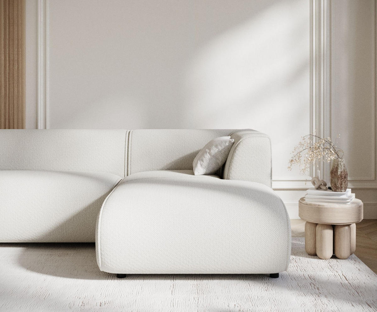 ECKSOFA Melani Beige Chenille-Stoff - Rechts Seite - Beige/Schwarz, Holz/Holzwerkstoff (162/256cm) - Maison de Reve