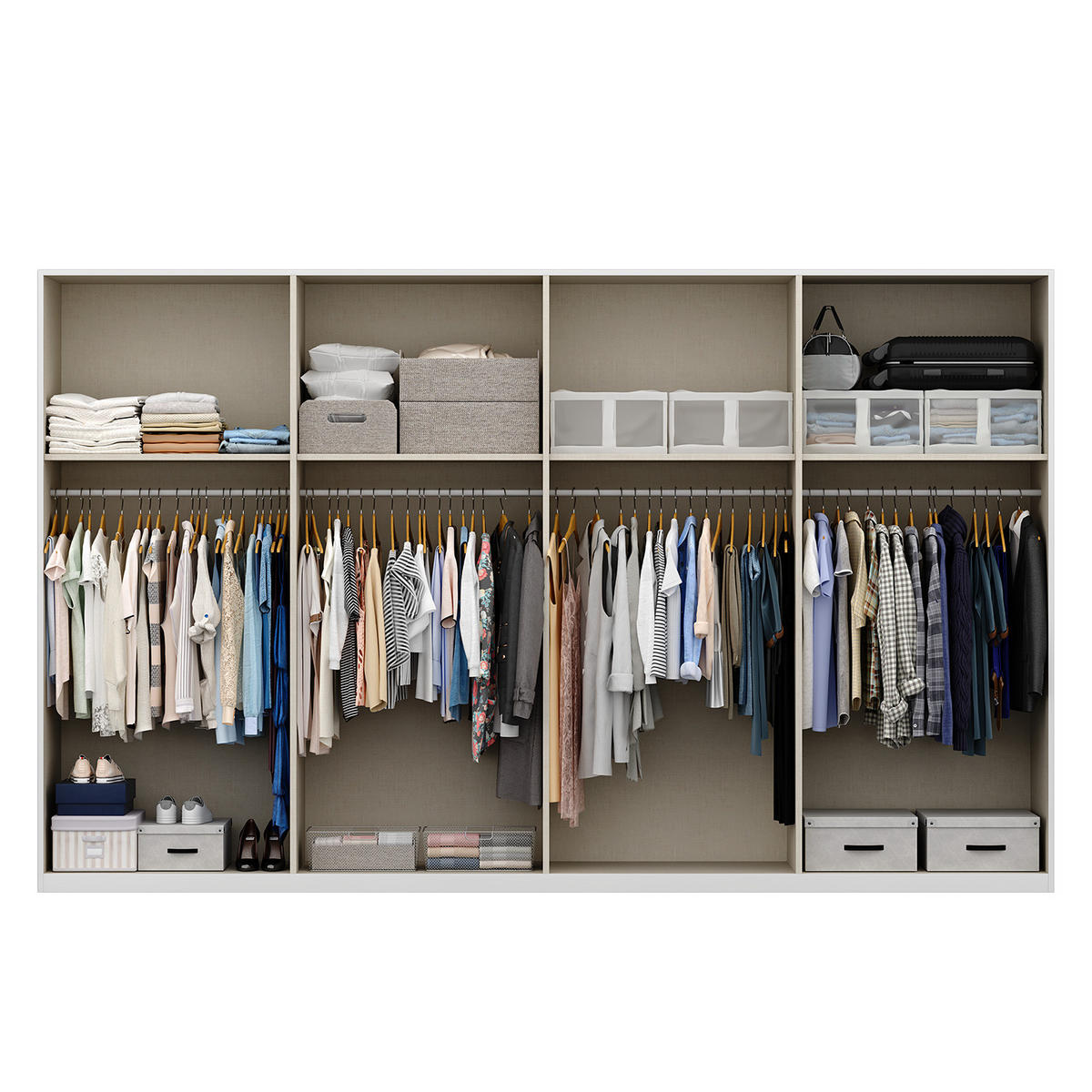 SCHWEBETÜRENSCHRANK - Weiß, Holzwerkstoff (360/222/68cm) - home24