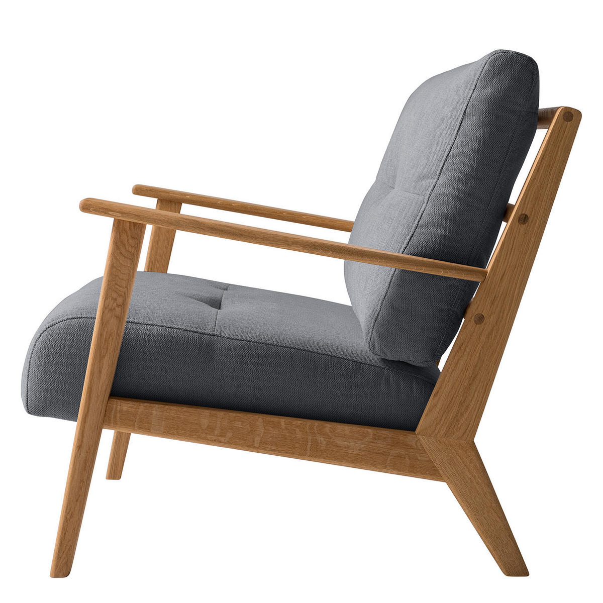 SESSEL - Eichefarben/Grau, Eichenholz/Textil (83/80/75cm) - home24