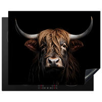 HERABDECKPLATTE - Schottischer Highlander - Porträt - Schwarz - Tier - 65x55 - Braun, Kunststoff (65/55/0.2cm) - MuchoWow