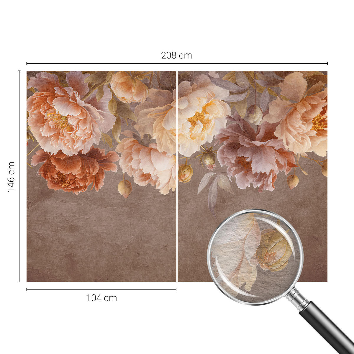 FOTOTAPETE 208x146 cm - Florale Eleganz - Pink, Textil (208/146cm) - Wallfluent