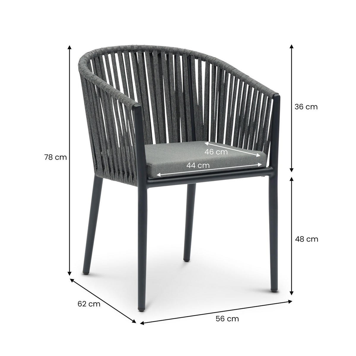 GARTENMÖBEL SET ISOLA - Schwarz/Grau, Metall - IDIMEX