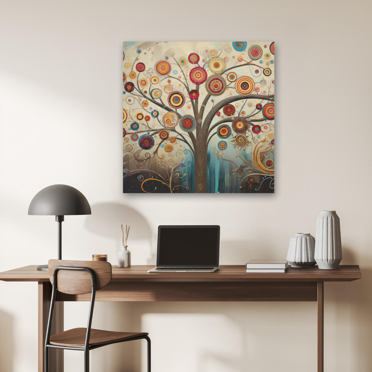 AKUSTICKÝ OBRAZ Strom - Strom života - Farba 80x80 cm - hnedá, plast (80/80/0.9cm) - MuchoWow