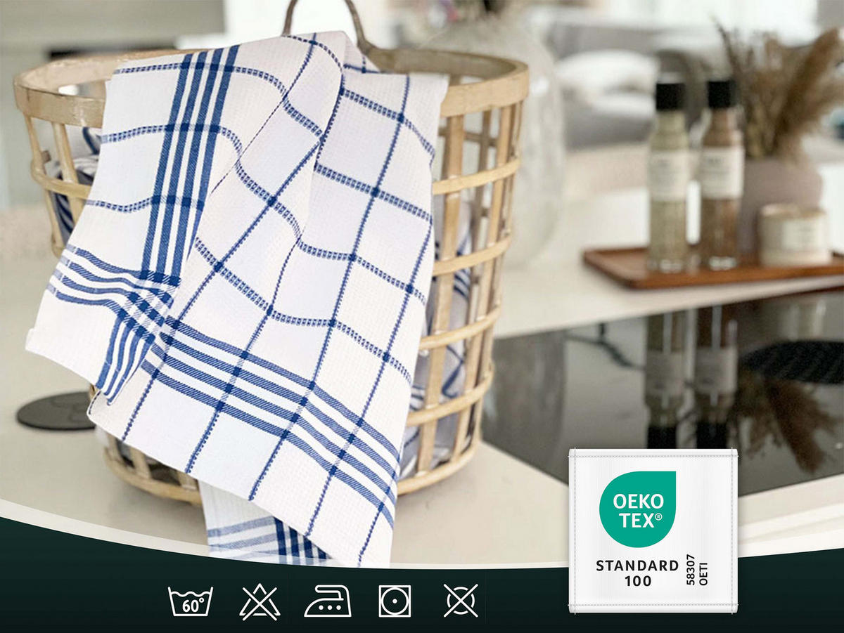 GESCHIRRTÜCHER, 5er-Set, 50x70 cm, 100% Baumwolle, Blau - Blau, Textil (50/70cm) - Zollner