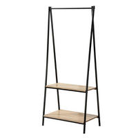 GARDEROBENSTÄNDER mit 2 Regalen - 64.5/40/151 cm - Schwarz, Metall (40/151/64.5cm) - Calicosy