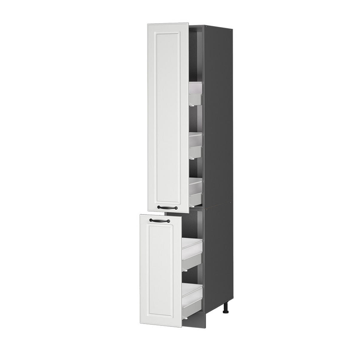APOTHEKERSCHRANK R-Line Weiß Landhaus 30 cm - Anthrazit/Weiß, Holzwerkstoff (30/206.8/57.2cm) - Vicco