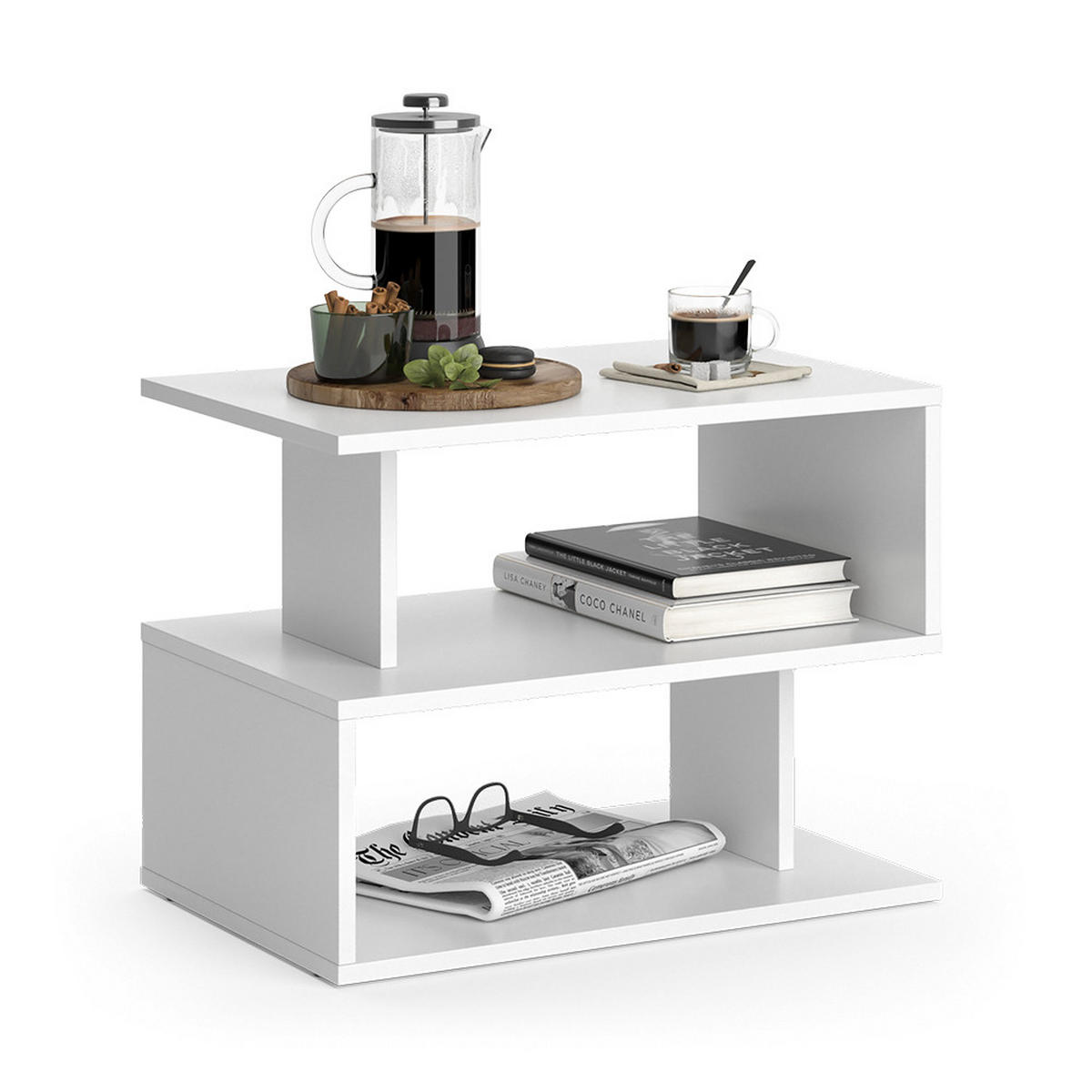 COUCHTISCH Shelby Weiß 59 x 39 cm - Weiß, Holzwerkstoff (39/59/45.4cm) - Vicco