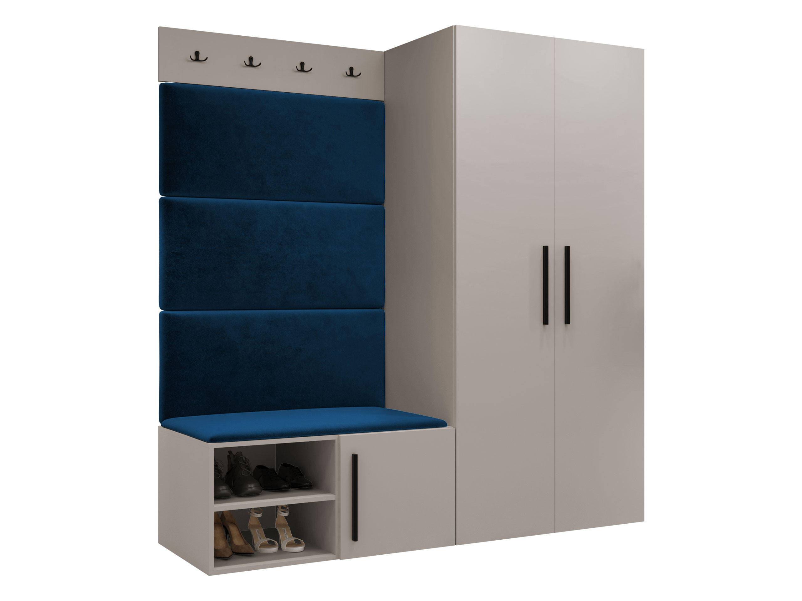 GARDEROBEN-SET Medi I - Blau/Kaschmir, Holzwerkstoff/Kunststoff (80/191/50cm) - MIRJAN24