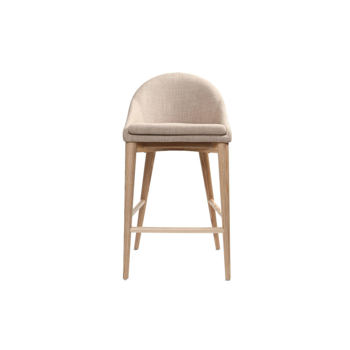 SKANDINAVISCHE Barhocker Stoff Beige Massives Eschenholz H66 cm 2er-Set DALIA - Beige, Textil (47/90/47cm) - Miliboo