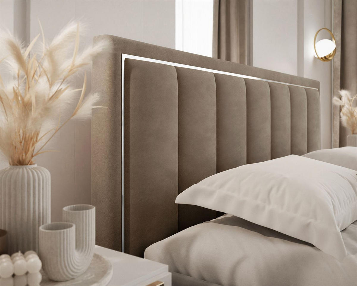POLSTERBETT AURELIA SILVER mit Stauraum und Metallrahmen 160x200 French Velvet 656 - Beige, Textil (160/200cm) - Lookway