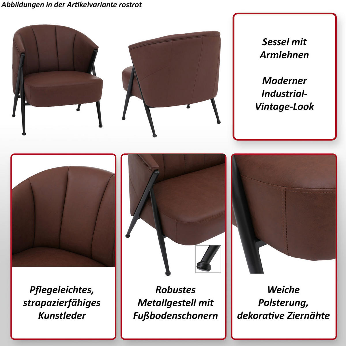 SESSEL Rotbraun - Rotbraun, Kunststoff (65/74/72cm) - MCW