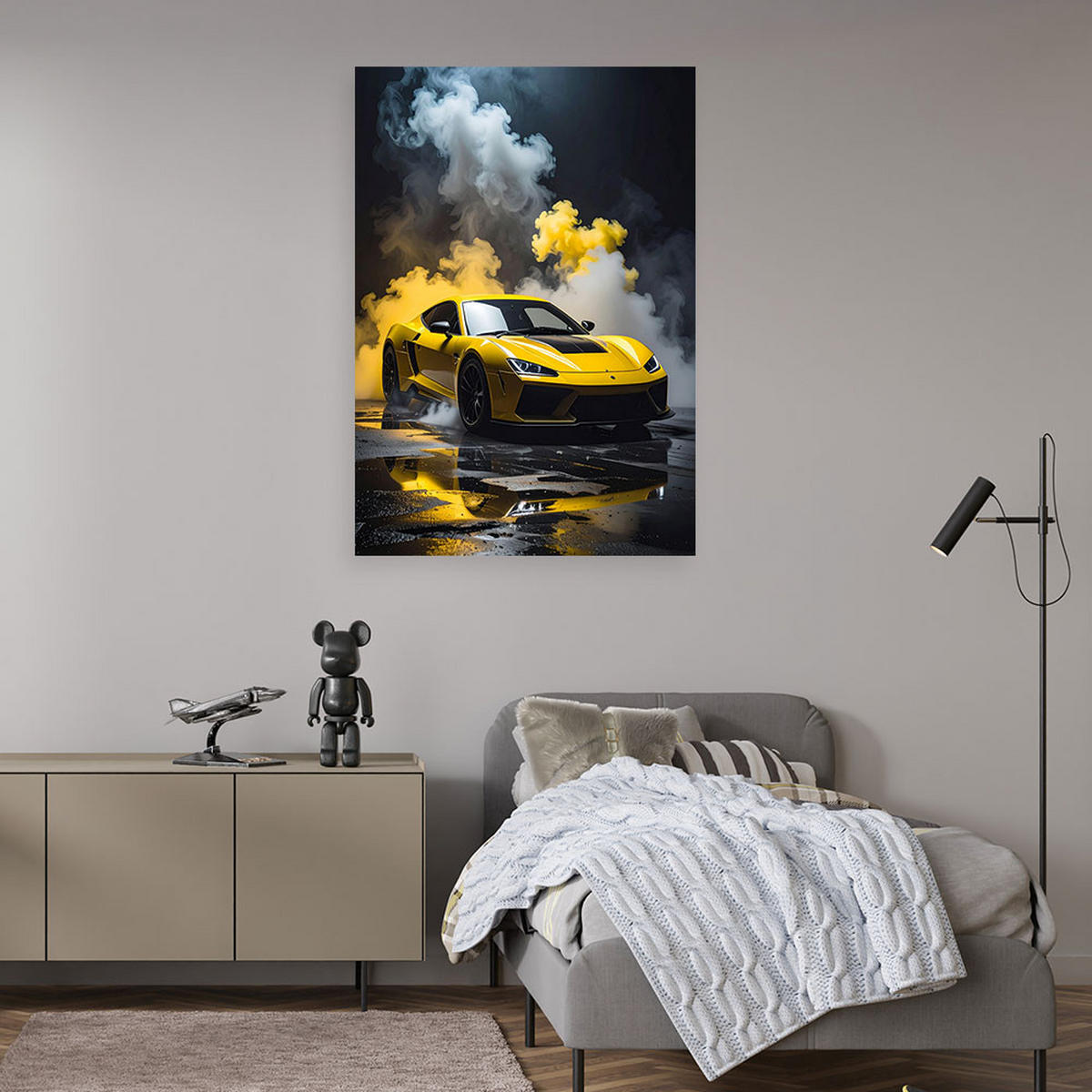 LEINWANDBILD Kraftfahrzeuge 80x120cm - Gelb, Textil (80/120cm) - Feeby