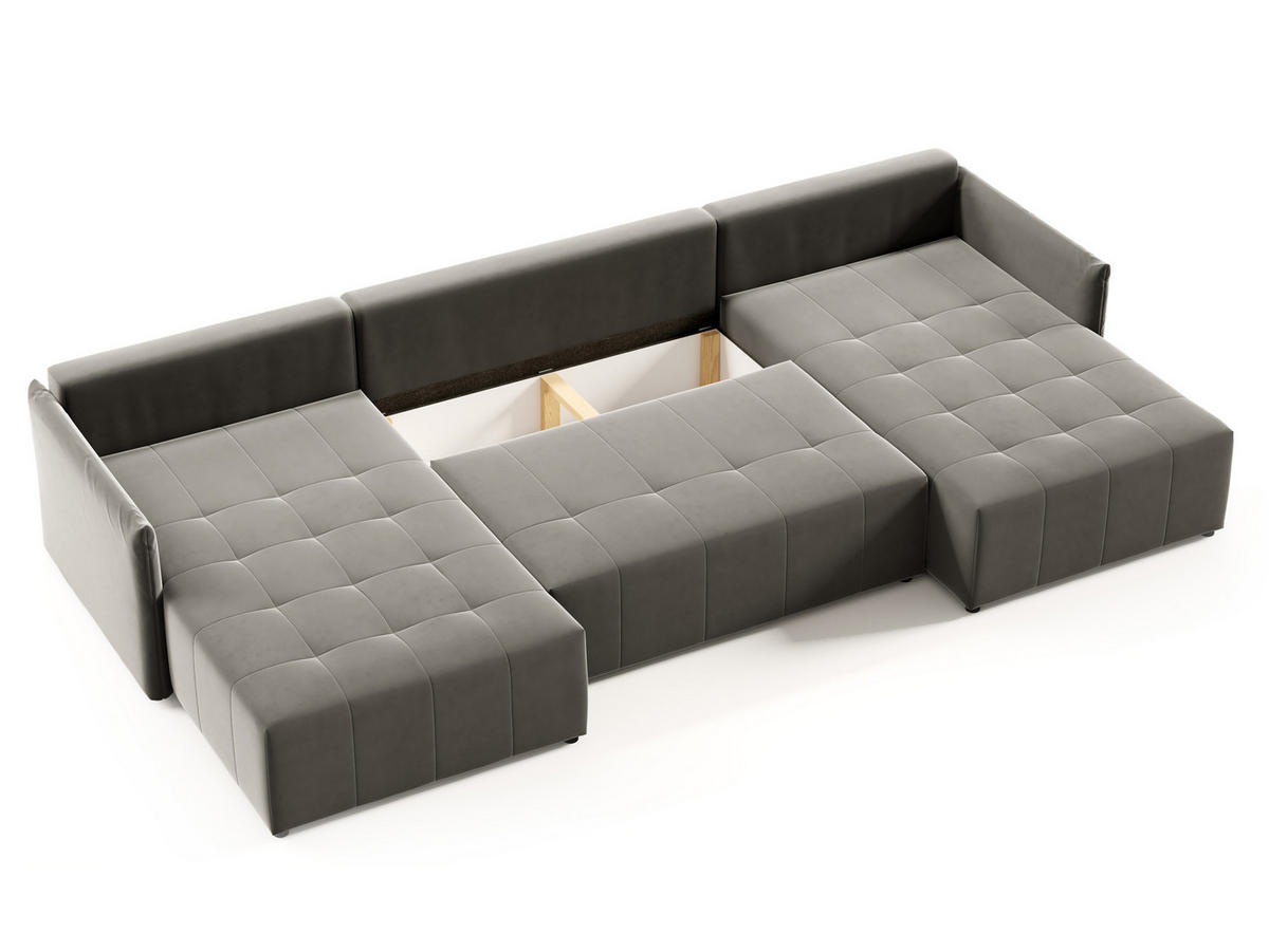 WOHNLANDSCHAFT Leno U - Schwarz, Holz/Textil (365/80/180cm) - Sofnet