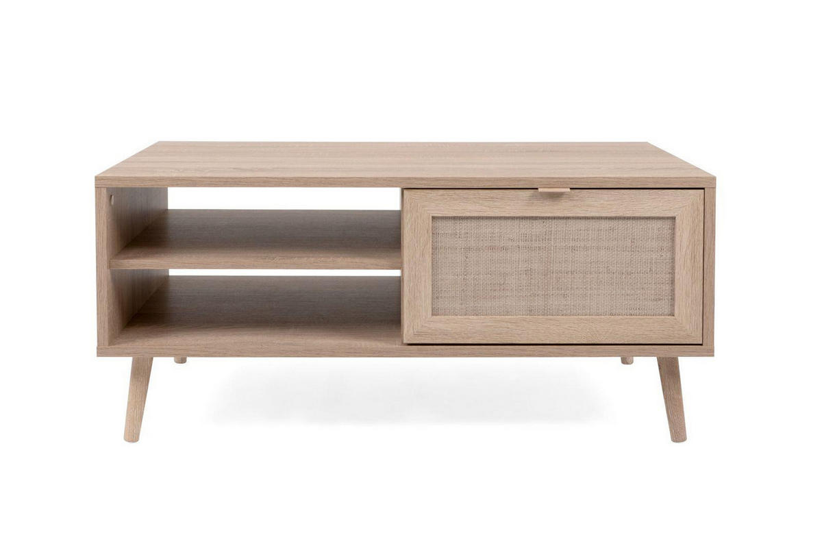 COUCHTISCH Malmö 55A - in Sonoma Eiche mit Bast-Dekor - Sonoma Eiche, Holzwerkstoff (60/100/46cm) - möbelvita