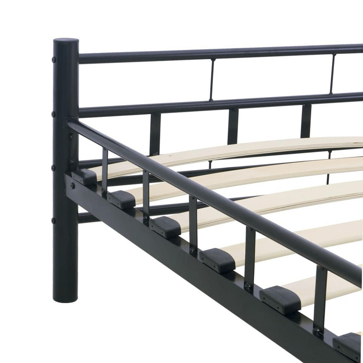 BETTGESTELL SCHWARZ STAHL 140×200 CM - Schwarz, Metall - vidaXL
