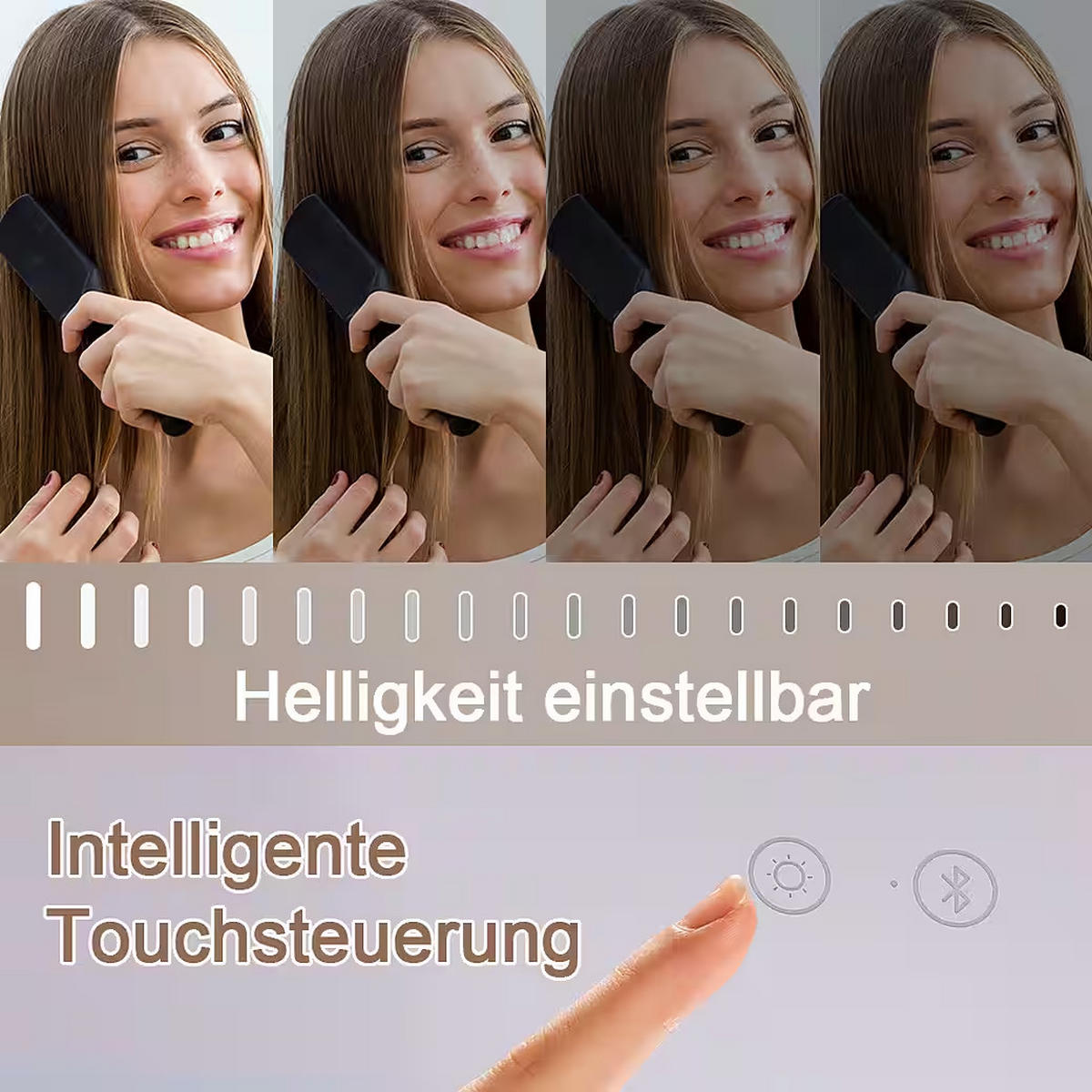 SPIEGEL mit Beleuchtung LED Bluetooth weiß 80/58 cm - Weiß, Metall (80/58/3cm) - VANITII