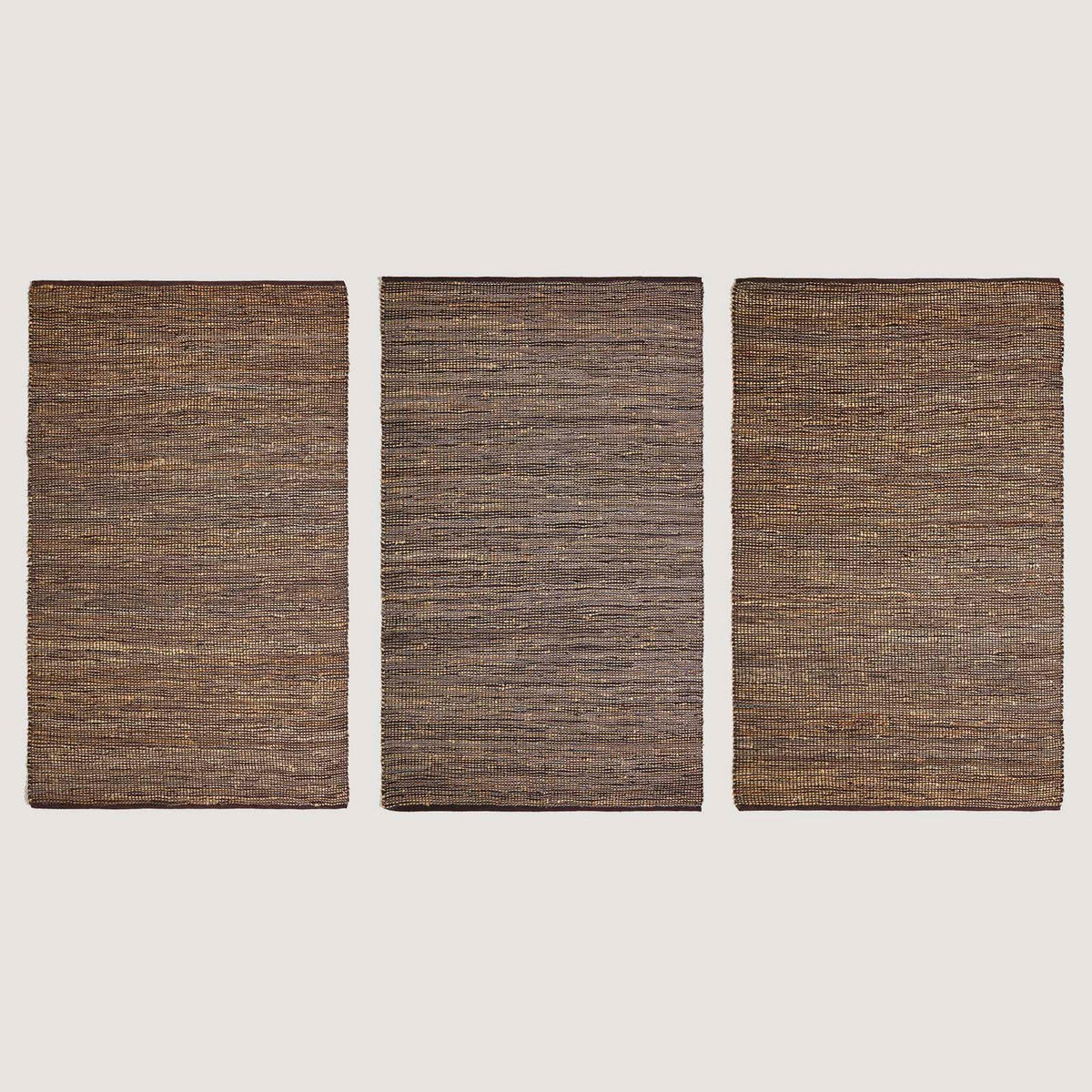 HANDWEBTEPPICH Madras, Leder & Hanf 120/180 cm - Braun, Leder (120/180cm) - Homescapes