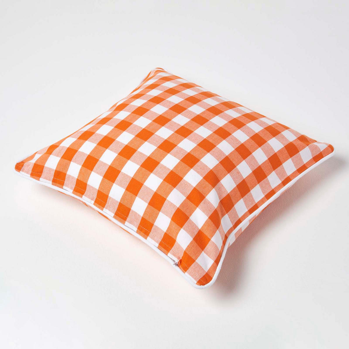 KISSENHÜLLE Karo-Muster 45/45 cm, 100% Baumwolle - Orange, Textil (45/45cm) - Homescapes