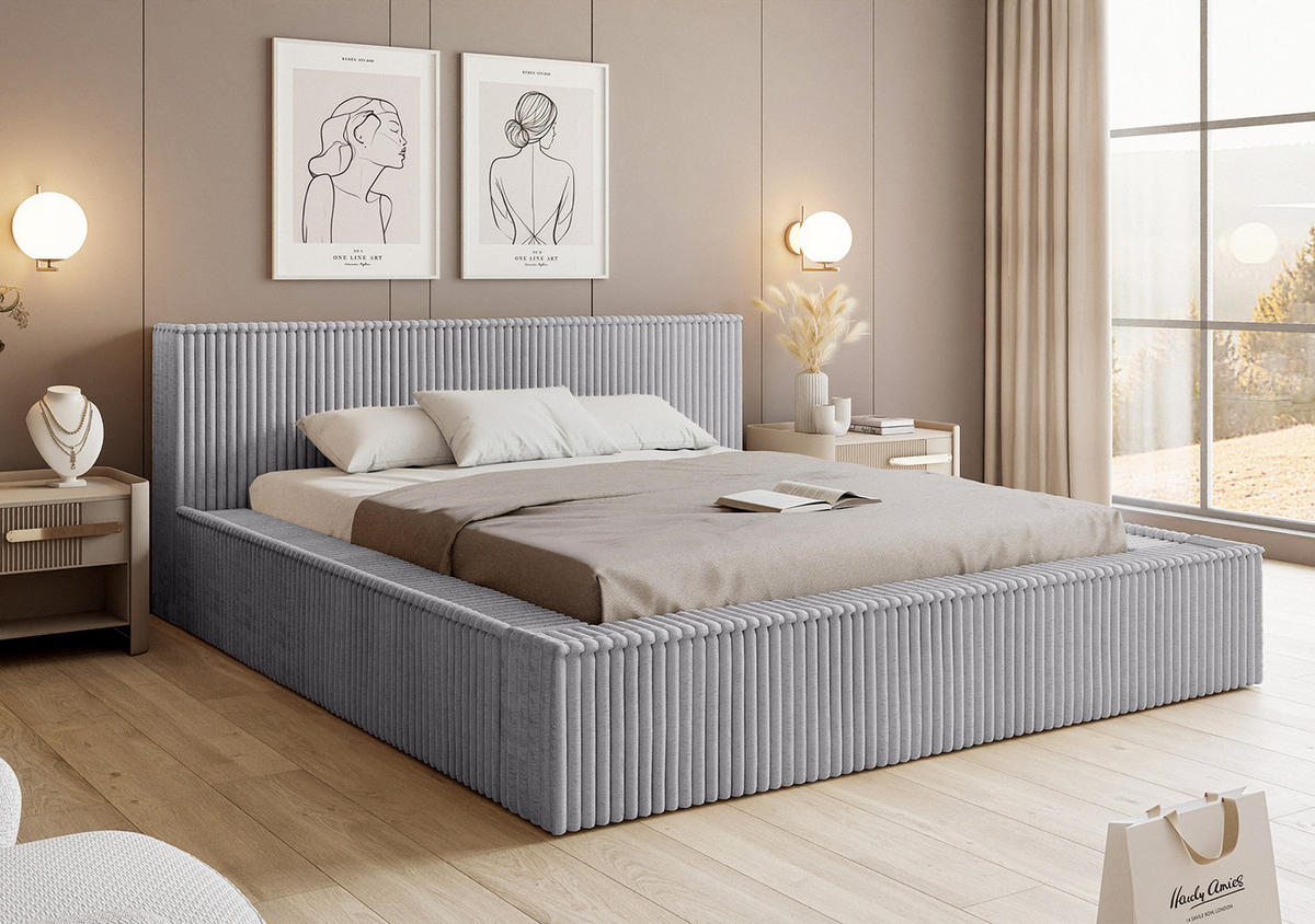 POLSTERBETT ALENZO 180x200 cm, Grau - Grau, Textil (200/180cm) - Fedve