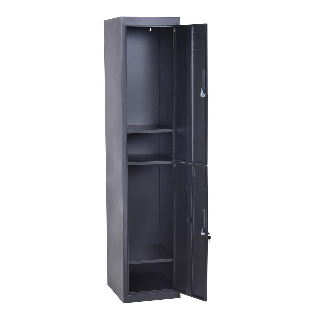 SPINDSCHRANK DE-16731 4 Ebenen mit 2 abschließbaren Türen Schwarz - Grau, Metall (38/180/46cm) - ComfortXL