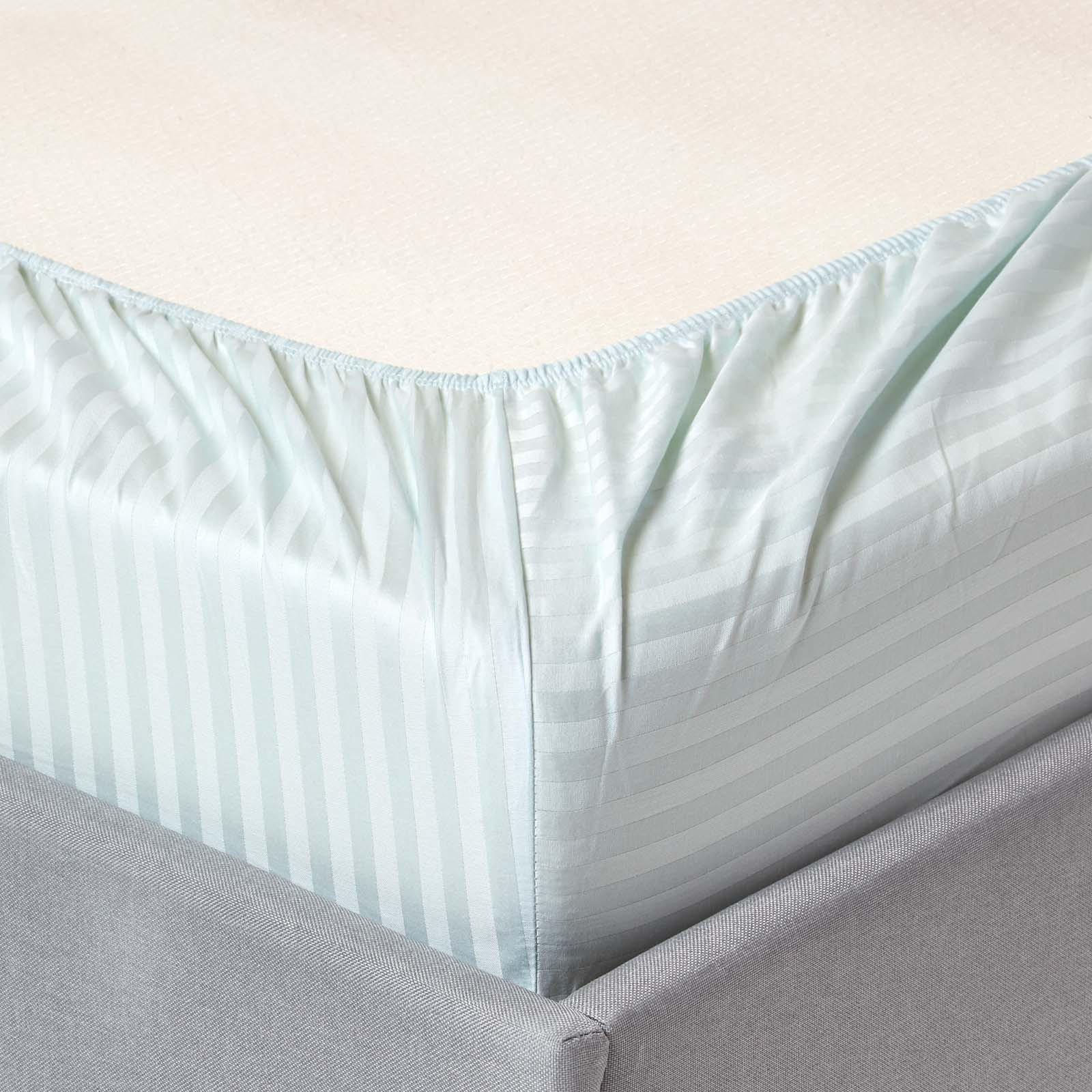 SPANNBETTLAKEN Damast gestreift, 100% Ägyptische Baumwolle - Blau, Textil (150/200cm) - Homescapes