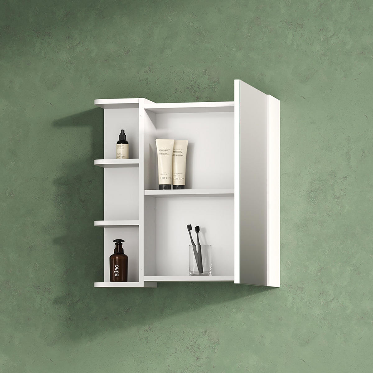 BADSPIEGELSCHRANK Fucino Weiß 62 x 64 cm - Weiß, Holzwerkstoff (62/64/20.8cm) - Livinity®