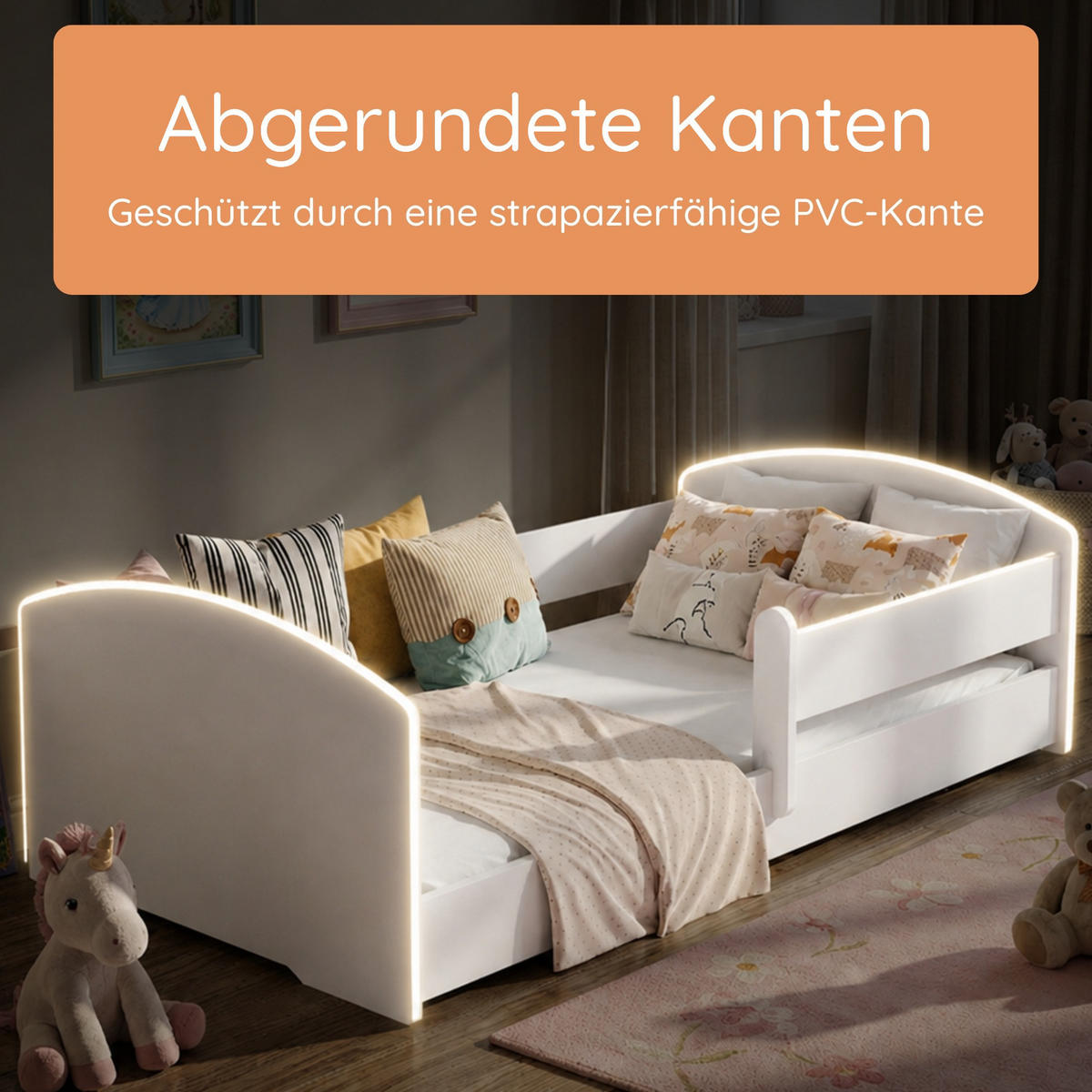 BODENBETT mit Matratze 80x160 cm in Weiß - Weiß, Holzwerkstoff (80/160cm) - Kids Collective