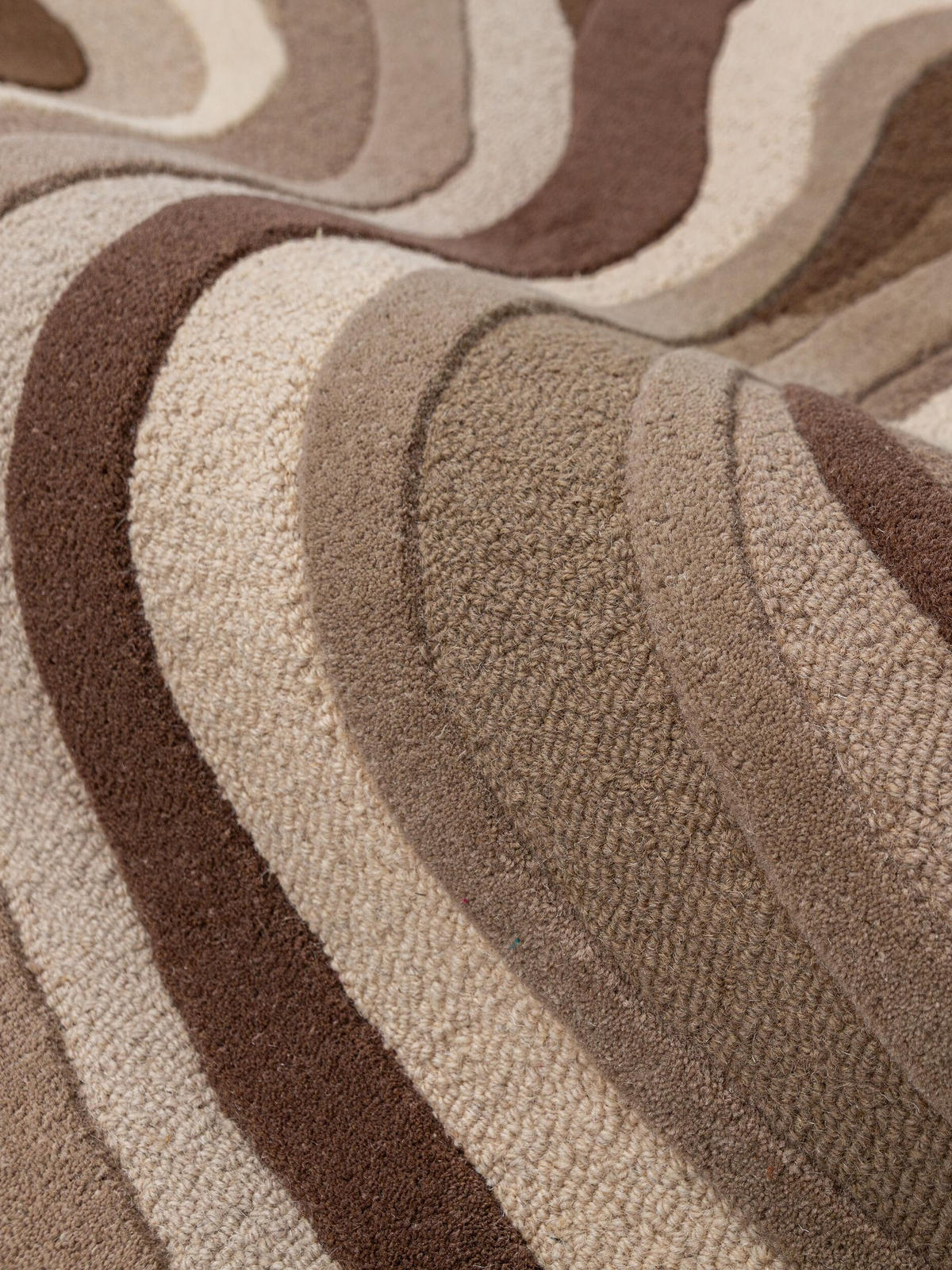 TEPPICH aus Wolle, handgetuftet, EFFRA, in Natur, Wellen-Swirl, 140 x 200 cm - Beige, Textil (140/200cm) - KADIMA DESIGN