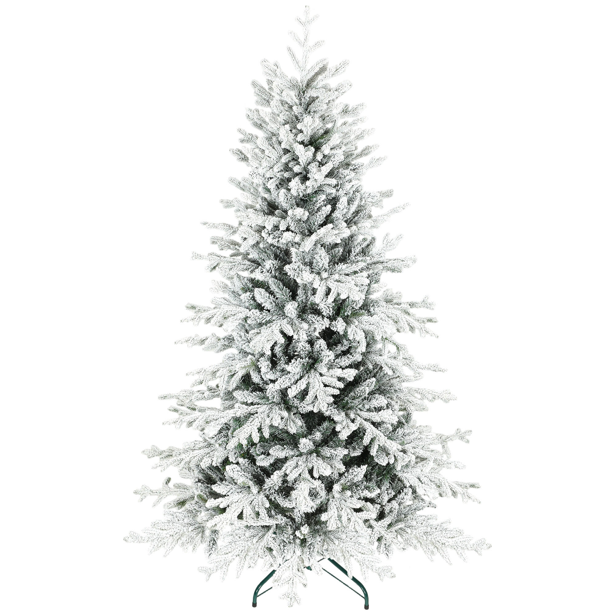 KÜNSTLICHER-WEIHNACHTSBAUM, 180cm Christbaum mit Schnee, 1815 Zweigen Grün - Grün, Kunststoff (180cm) - HOMCOM