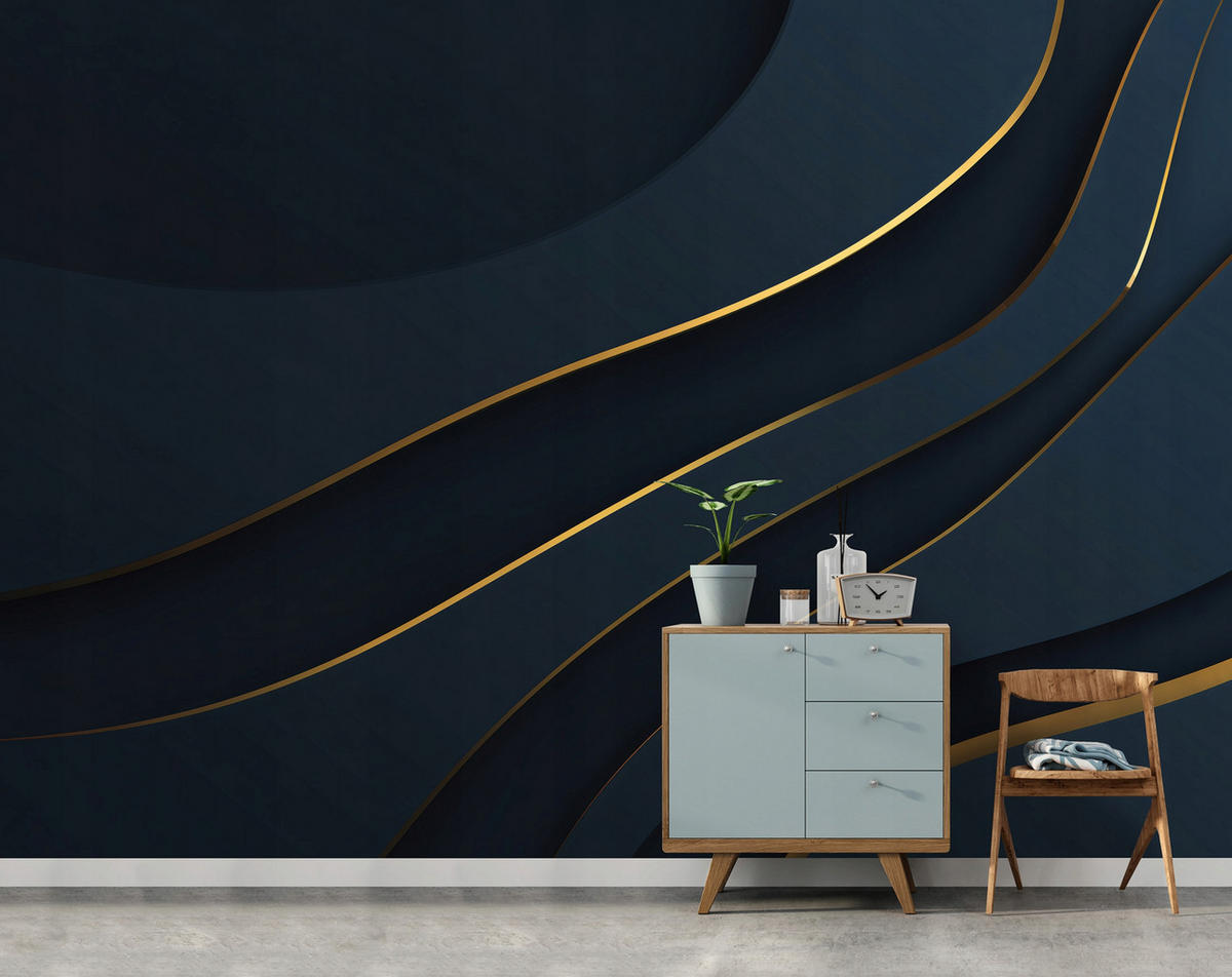 FOTOTAPETE Abstrakt Glamour Blau 250x175 cm - Multicolor, Papier (250/175cm) - Wallarena