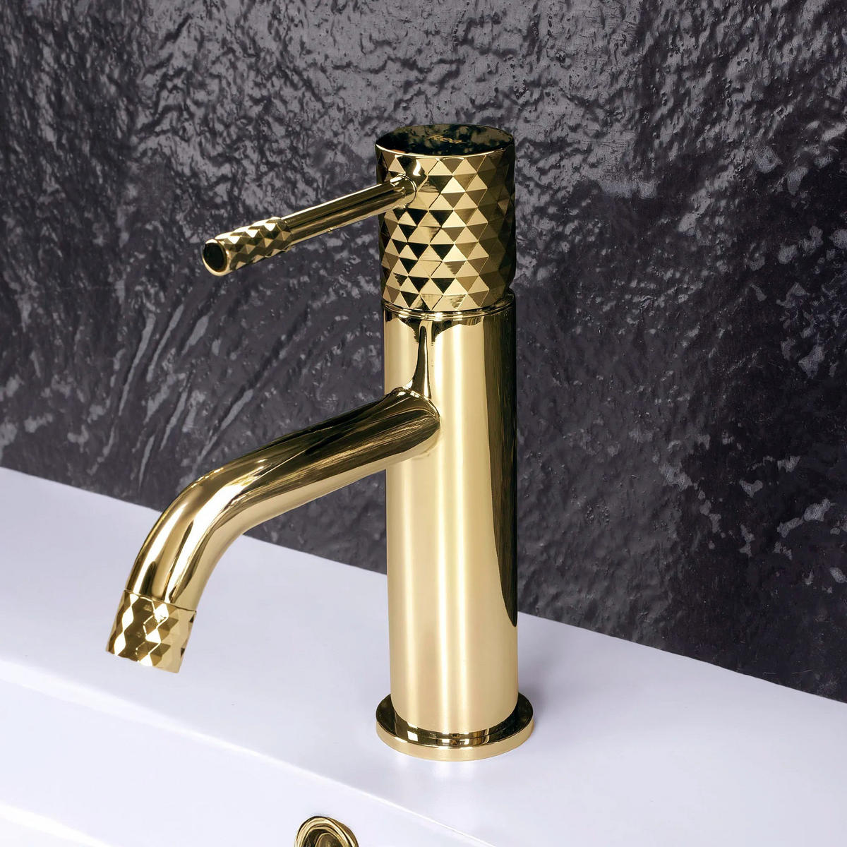 WASCHBECKENARMATUR Rea Lungo Diamond Gold - Goldfarben, Metall (4/18.5/12cm) - REA