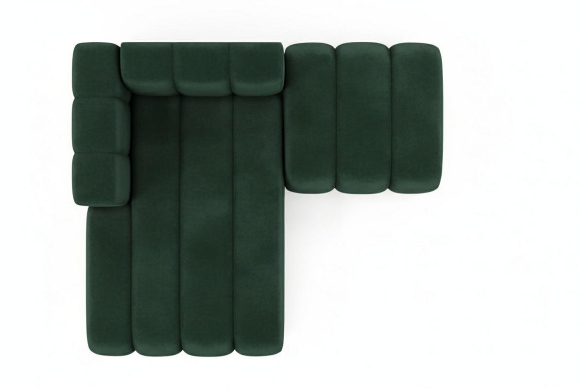 CHAISELONGUE Mit Hocker Grand, Veloursstoff Salvador, Grün, Links - Grün, Holz (204/179cm) - Kaiser Möbel