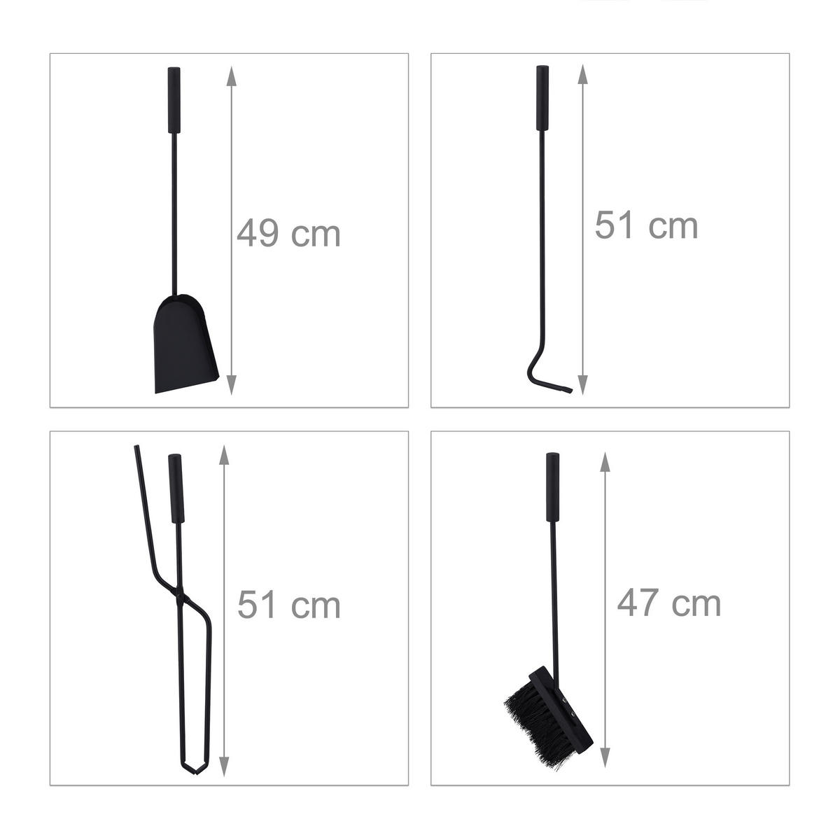 5-TLG.KAMINBESTECK-SET - Grau, Metall (22.5/60/16cm) - Relaxdays