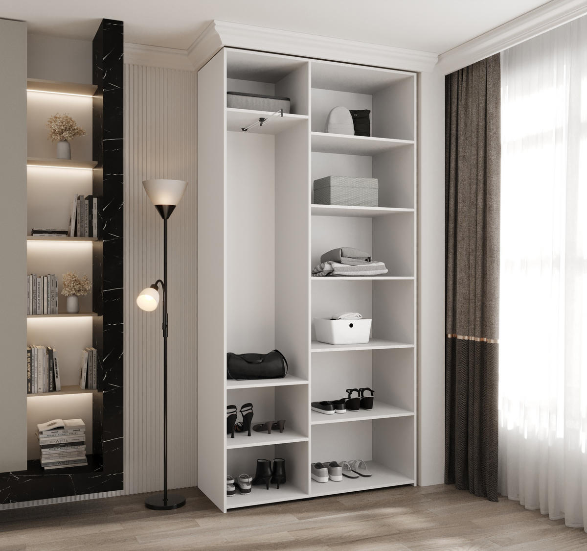 DREHTÜRENSCHRANK 245,5/120/40 3-türig - Goldfarben/Weiß, Holz/Metall (120/245.5/40cm) - Abiks Möbel