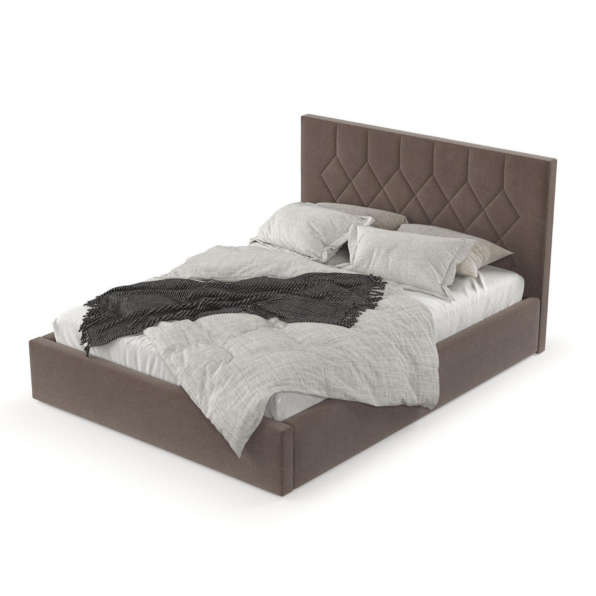 POLSTERBETT Brisa 140/200 cm Braun im Asti Stoff - Schwarz/Naturfarben, Holz/Holzwerkstoff (140/200cm) - AltaBeds