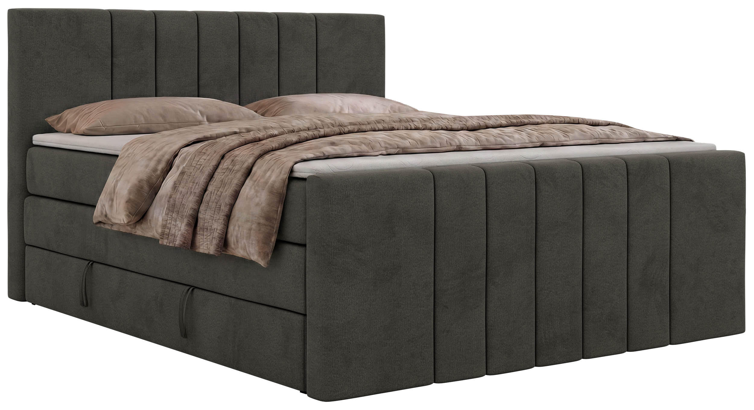 MKS POSTEL BOXSPRING INERO DUO KING 180/200 - Tmavě šedá Samet - Topper T25 - H4