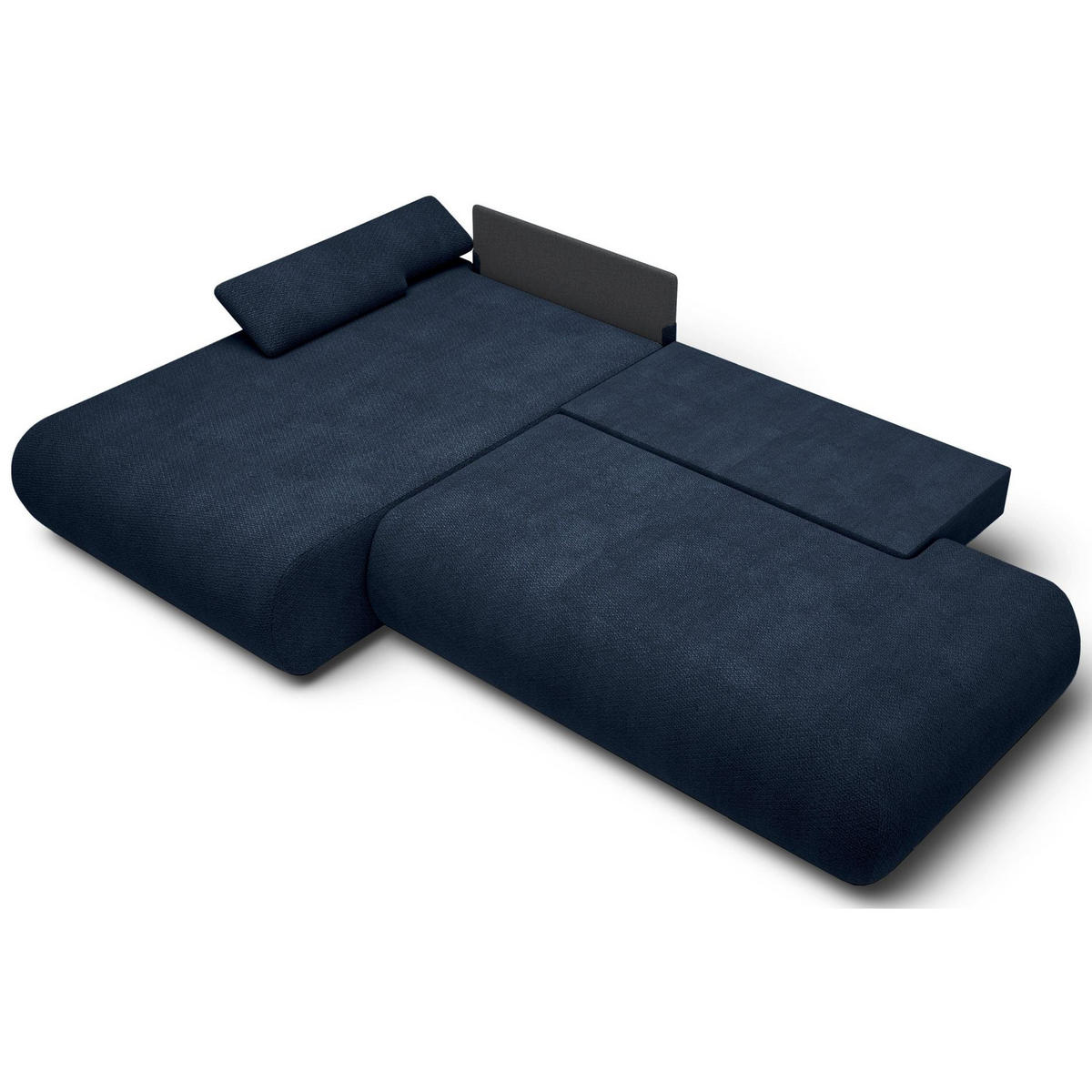 ECKSOFA Armone Dunkelblau Chenille - Schwarz/Dunkelblau, Kunststoff/Textil (286/173.5cm) - Selsey
