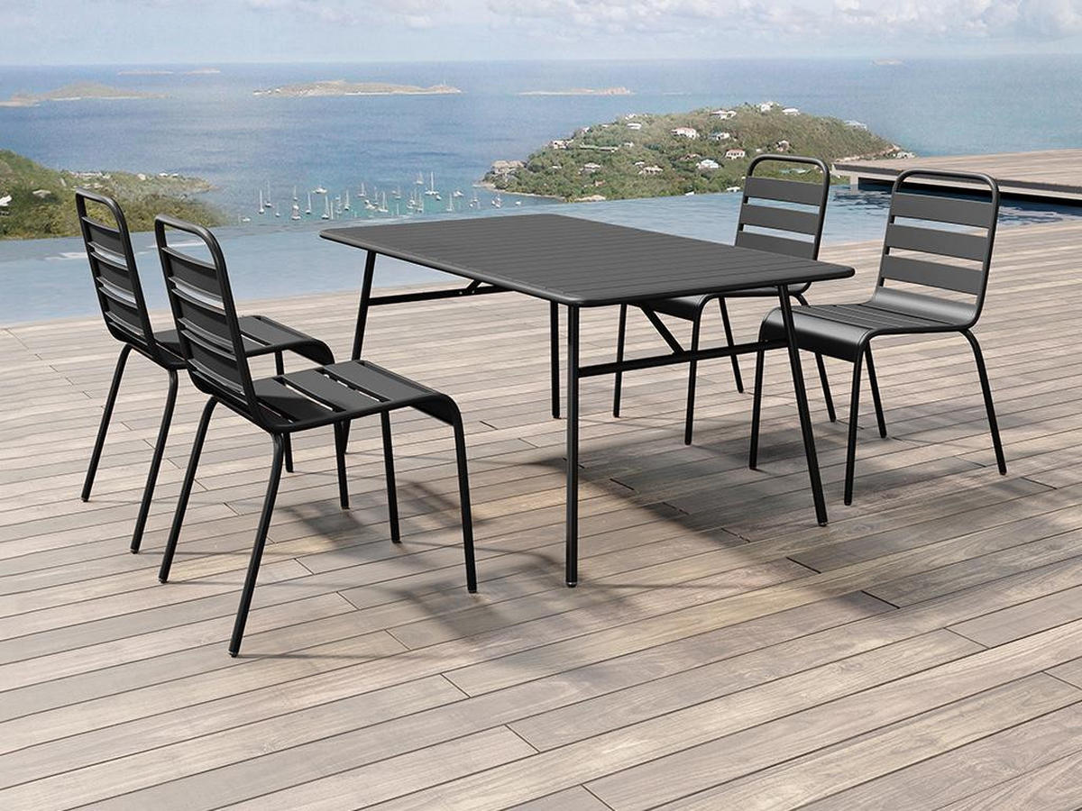 GARTENTISCH - L. 160 cm - Metall - Schwarz - MIRMANDE von MYLIA - Schwarz, Metall (160/80/74.5cm) - Vente-Unique