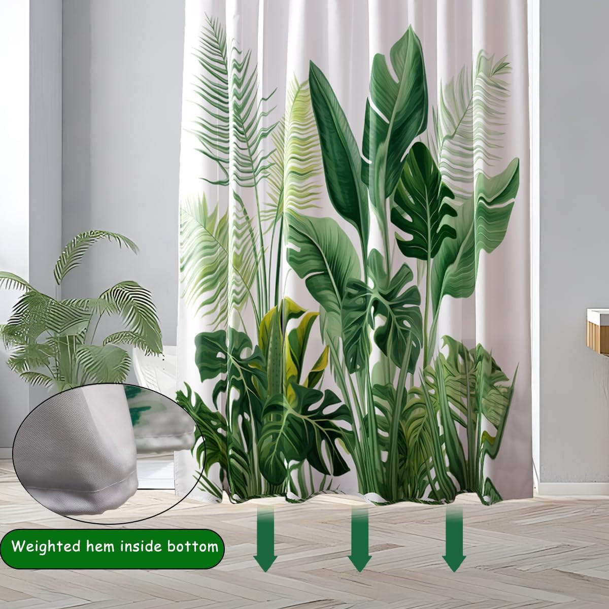 DUSCHVORHANG abstrakt Aquarell Pflanze 180 x 200 cm wasserdicht mit Haken - Multicolor, Textil (180/200cm) - MCBOSON