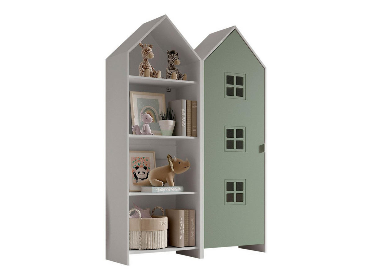 REGALSCHRANK Set Kania 115x37x171 MDF+Holzwerkstoff Weiß /Grün - Weiß/Grün, Holzwerkstoff (115/171/37cm) - 58aufmkessel