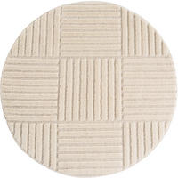 TEPPICH Hochflor RIGI in Creme, mit Cord-Streifen-Patchwork, Ø 120 cm - Beige, Textil (120/120cm) - KADIMA DESIGN
