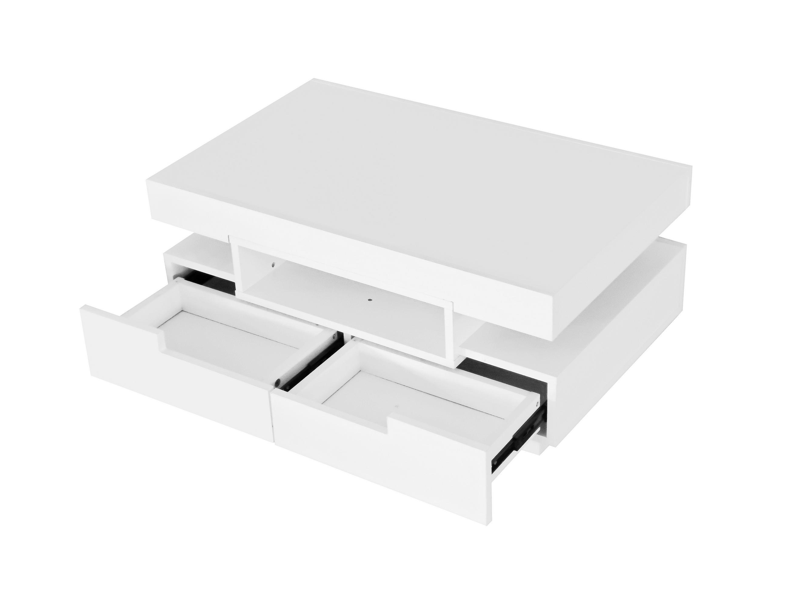 COUCHTISCH DE-127 Hochglanz mit LED-Lichtleiste Weiß - Weiß, Holzwerkstoff (50/80/36cm) - ComfortXL